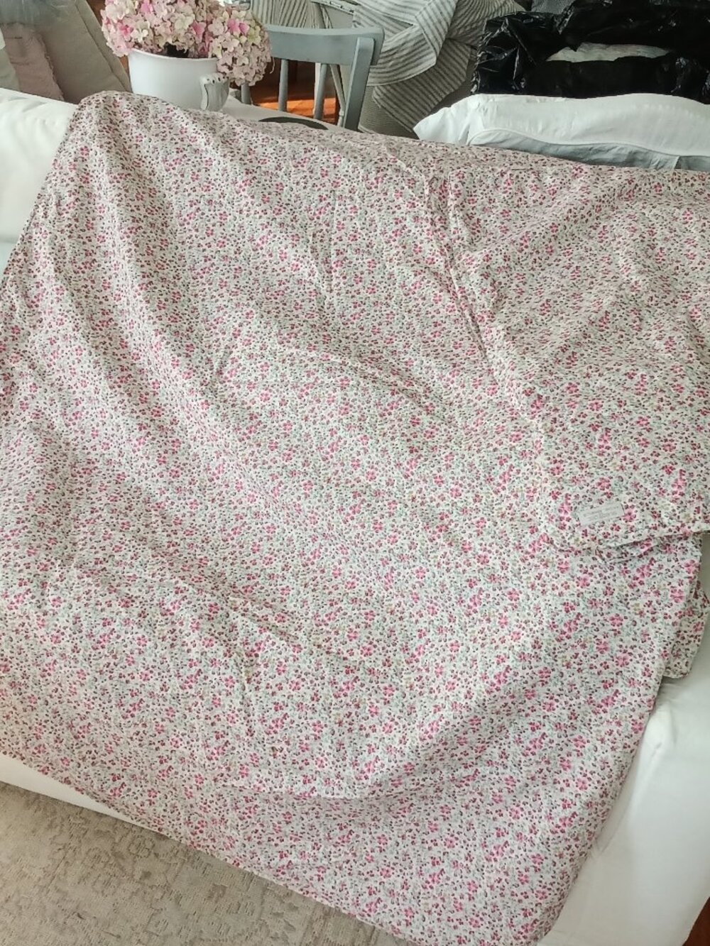 Rachel Ashwell Shabby Chic Vintage Ditsy Print Pink Duvet Cover w 2 Shams